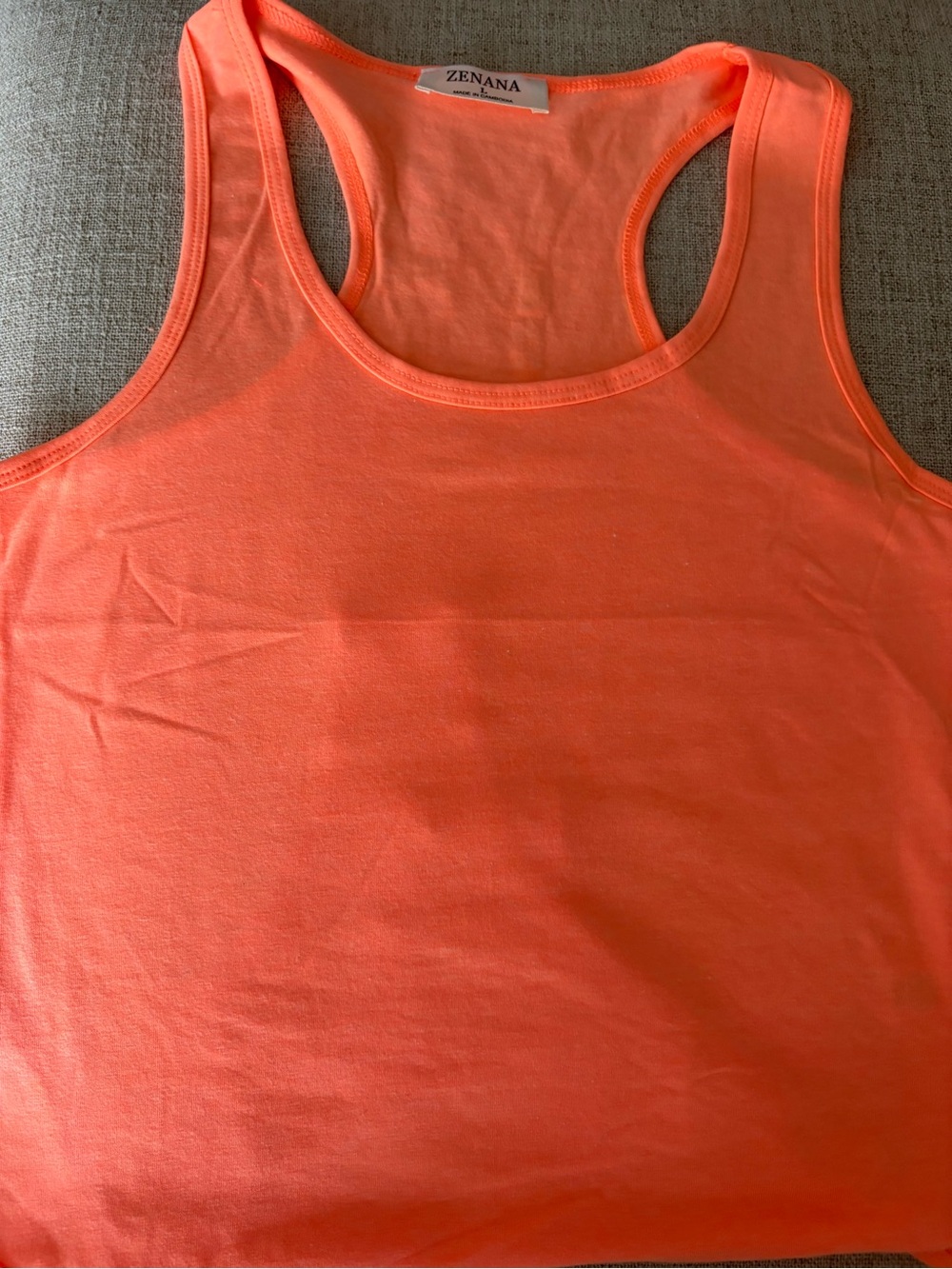 ZENANA Neon Wash Coral  Bodysuit Tank Top NWOT Marked Large 15-1/2” PTP L 25”